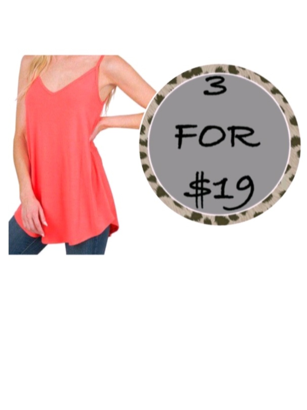3/$19 Zenana outfitters neon coral swing tunic tank top